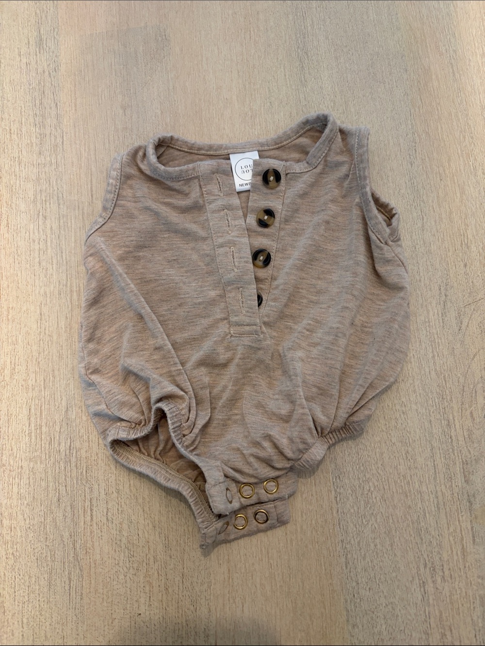Lou Lou & Company Beige Sleeveless Snap-Front Baby One-Piece
